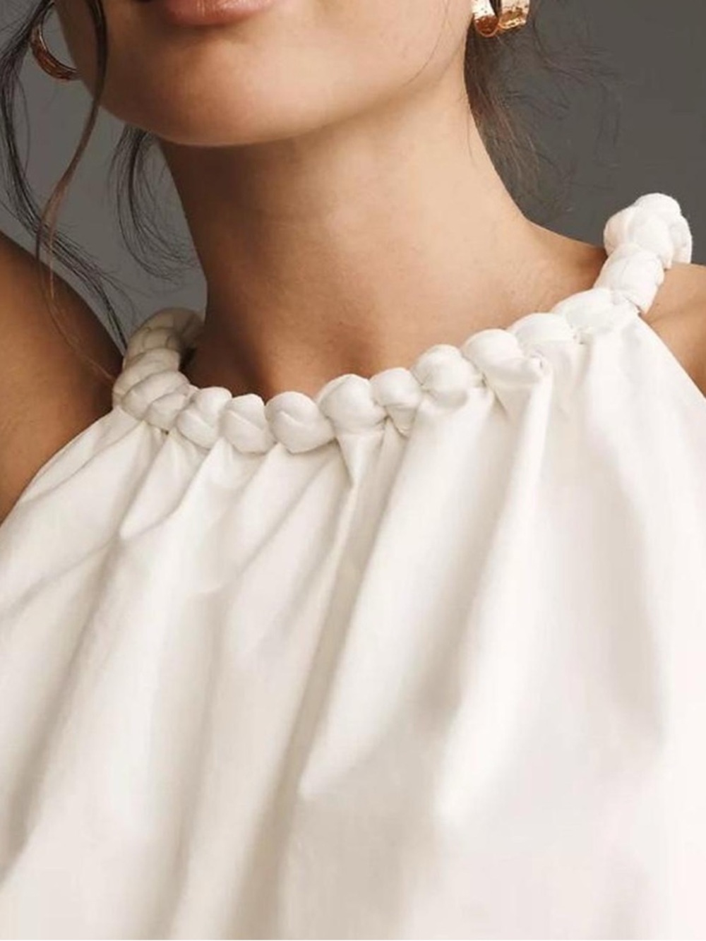 Anthropologie White Halter Balloon Dinner Top - Picture 3 of 6